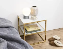 Szafka nocna Alisma biały/złoty