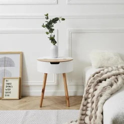 Szafka nocna Azilal biała/ naturalna