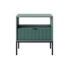 Szafka nocna Delicious ryflowana zielona  czarne uchwyty