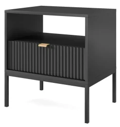 Szafka nocna Delicious ryflowana czarna