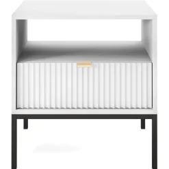 Szafka nocna Delicious ryflowana biała