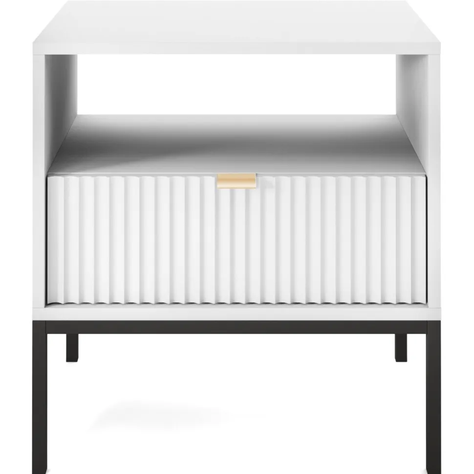 Szafka nocna Delicious ryflowana biała