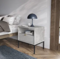 Szafka nocna Delicious ryflowana biała