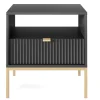 Szafka nocna Delicious ryflowana czarna złote nogi