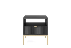 Szafka nocna Delicious ryflowana czarna złote nogi