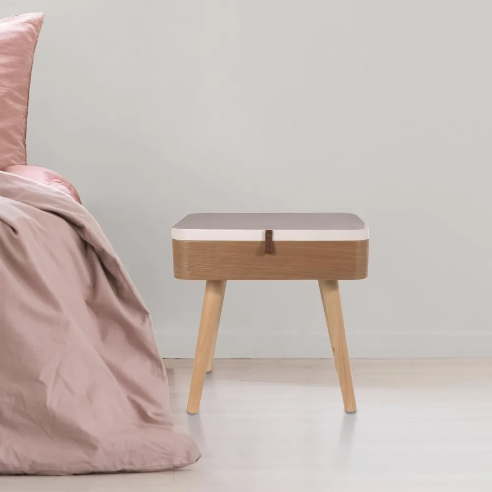 Szafka nocna Elin biała/ naturalna