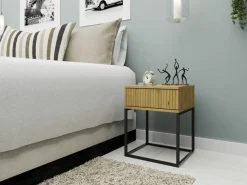 Szafka nocna Ida dąb artisan/ czarna