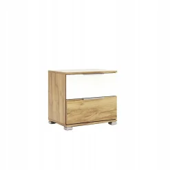 Szafka nocna Tissa 2 szuflady dąb craft/ biały połysk