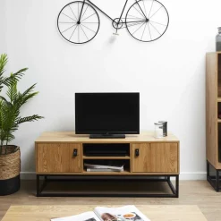 Szafka RTV Abbott dąb/czarna