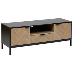 Szafka RTV Chevrons z efektem drewna/czarna