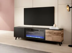 Szafka RTV 180cm Adre dąb wotan/ czarna