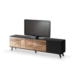 Szafka RTV 200cm Adre dąb wotan/ czarna