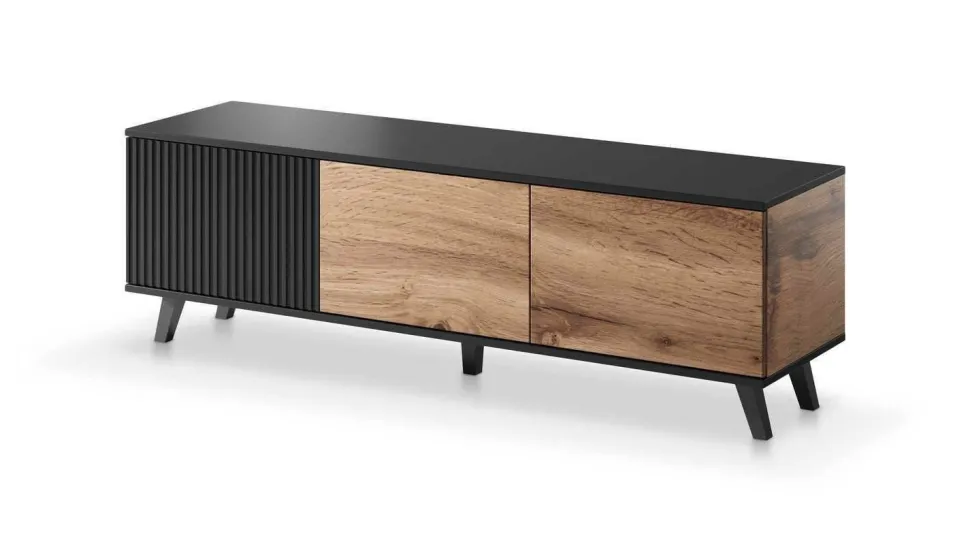 Szafka RTV 150cm Adre dąb wotan/ czarna