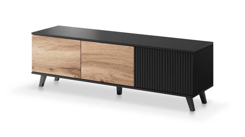 Szafka RTV 150cm Adre dąb wotan/ czarna