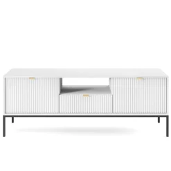 Szafka RTV Delicious ryflowana biała