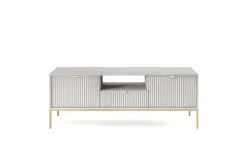 Szafka RTV Delicious ryflowana szara/ złote nogi