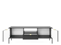 Szafka RTV Delicious ryflowana czarna/ złote nogi