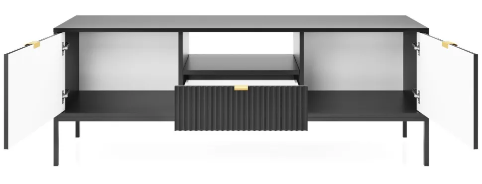 Szafka RTV Delicious ryflowana czarna