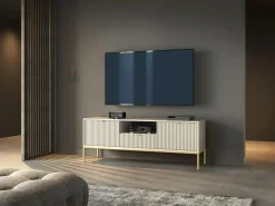 Szafka RTV Delicious ryflowana kaszmir złote nogi