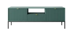 Szafka RTV Delicious ryflowana zielona    czarne nogi