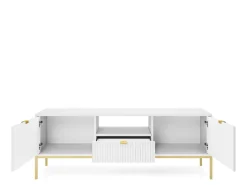 Szafka RTV Delicious ryflowana biała/ złote nogi