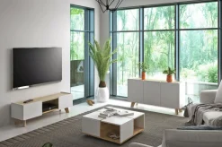 Szafka RTV Lett LT02 Biel/ złoty Dąb