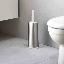 Szczotka toaletowa, stalowa, Flex JJ biały/srebrny