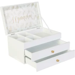 Szkatułka na biżuterię biała z szufladam