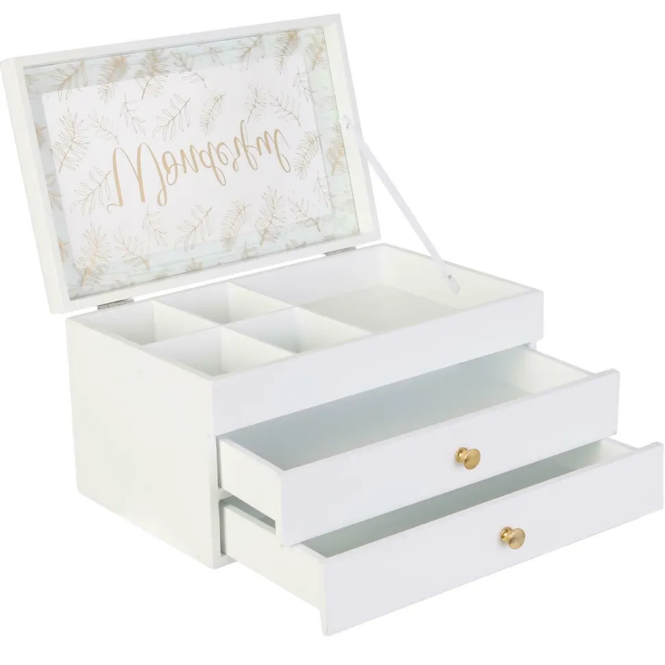 Szkatułka na biżuterię biała z szufladam