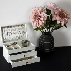 Szkatułka na biżuterię biała z szufladam