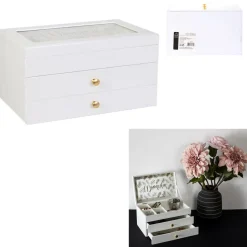 Szkatułka na biżuterię biała z szufladam