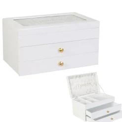 Szkatułka na biżuterię biała z szufladam