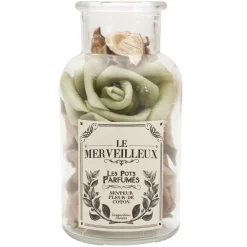 Szklany słój 16cm z pot pourri zielone