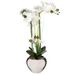 Sztuczna orchidea w srebrnej doniczce 53 cm