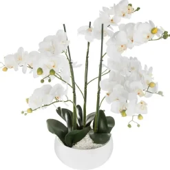 Sztuczna orchidea z białą doniczką 65 cm