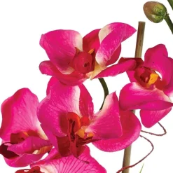 Sztuczna orchidea ze szklanym wazonem     różowa