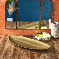 Taca dekoracyjna Liść 59 cm złota