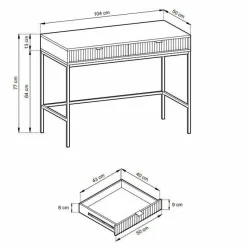 Toaletka Delicious ryflowana szara złote nogi