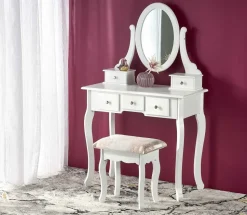 Toaletka ze stołkiem Elsa biała