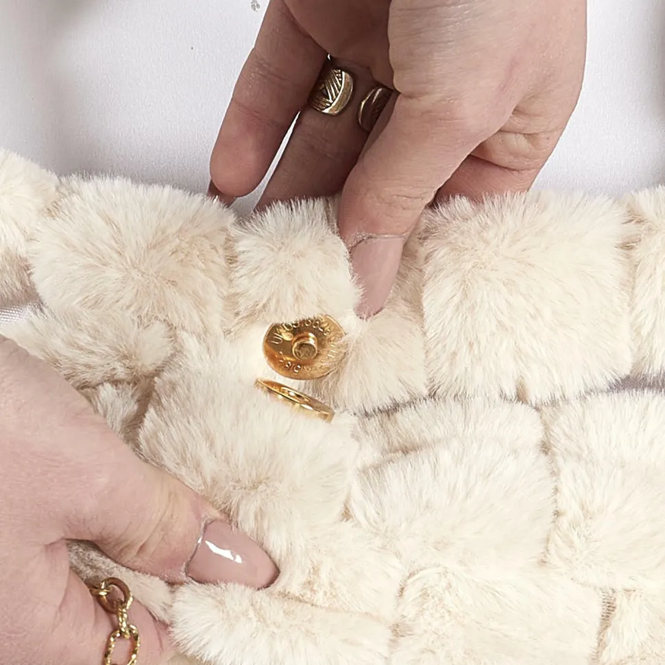 Torba shopper futrzana kremowa