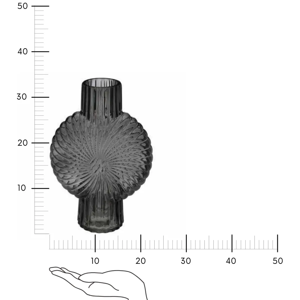 Wazon Shell szary szklany 32cm