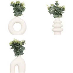 Wazon Suza potrójny ze sztucznym eukalitusem 30cm