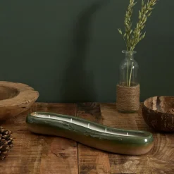 Świeca ceramiczna podłużna zielona