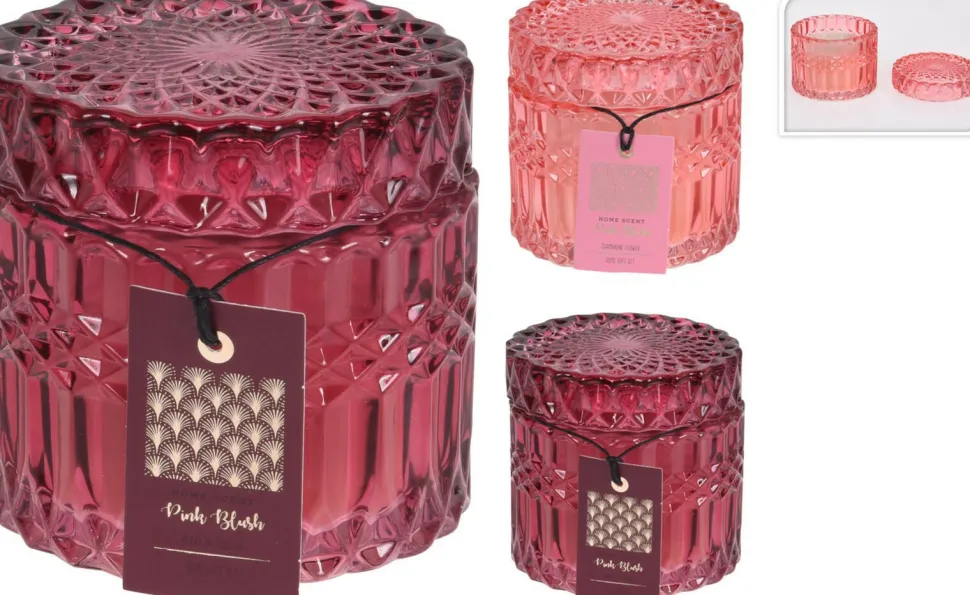 Świeca w szkle 8,5cm różowa