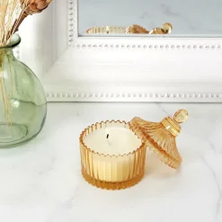 Świeca ze szkła bohemskiego żółta