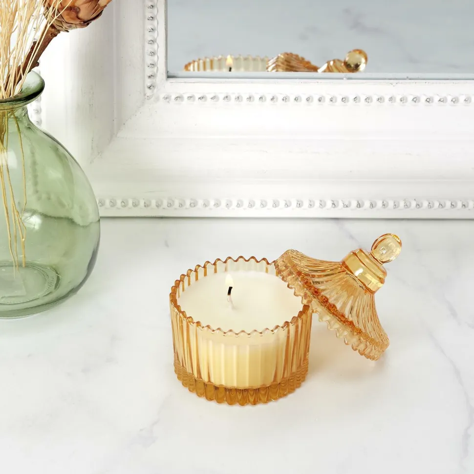 Świeca ze szkła bohemskiego żółta