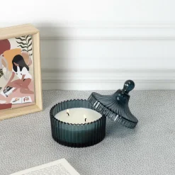 Świeca ze szkła bohemskiego L zielona