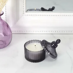 Świeca ze szkła bohemskiego szara