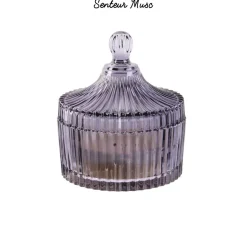 Świeca ze szkła bohemskiego L szara