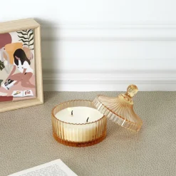 Świeca ze szkła bohemskiego L szara